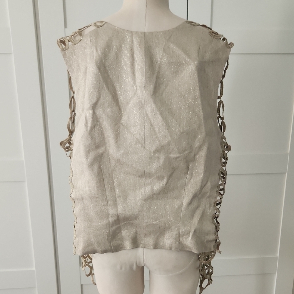 Vintage Moses Collection Metallic Linen Circle Vest S Art to Wear Whimsigoth Y2K - Picture 3 of 10